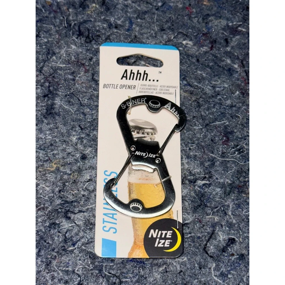 Nite Ize Ahhh S-Biner Bottle Opener Stainless Steel Dual Clip SBO-03-11 Silver
